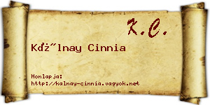 Kálnay Cinnia névjegykártya